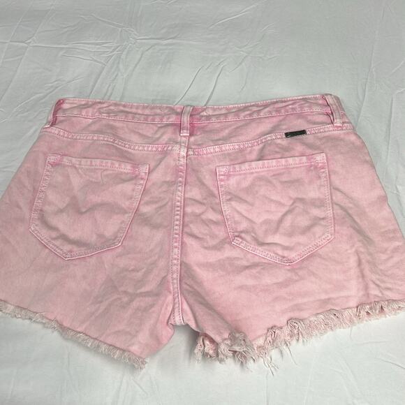KanCan Pink Shorts Denim Raw Frayed Hem Pockets Womens Size XL Faded Barbiecore - Picture 8 of 10